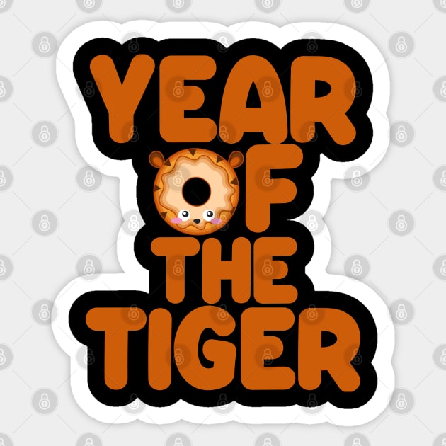 Kawaii Year Of The Tiger Donut Chinese New Year Sticker by TheAparrelPub